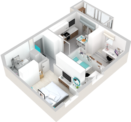 Пример планировки кваритиры в 3D